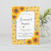 夏のパーティーでこぼこミツバチひまわり裏庭バーベキュー 招待状 (スタンド正面)