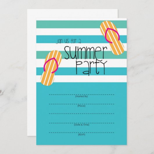 夏のパーティーのおもしろいの招待のデザイン 招待状 (正面/裏面)