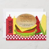 夏のパーティーのバーベキューの招待状BBQ 招待状 (正面)