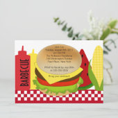 夏のパーティーのバーベキューの招待状BBQ 招待状 (スタンド正面)