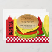 夏のパーティーのバーベキューの招待状BBQ 招待状 (正面/裏面)