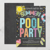 夏のパーティーのプールを囲んでのパーティの学校の招待状 招待状 (正面/裏面)