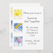 夏のパーティーの招待 招待状 (正面/裏面)