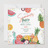 夏のパーティーの熱帯果実の招待 招待状 (正面)