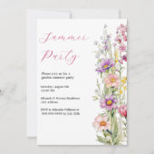夏のパーティーの花ピンク紫 招待状 (正面)