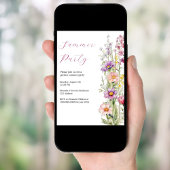 夏のパーティーの花ピンク紫 招待状