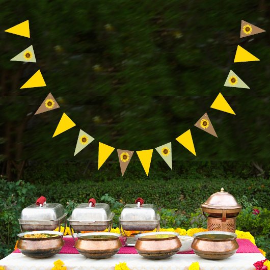 夏のパーティーひまわり三角形 バンティングフラッグ