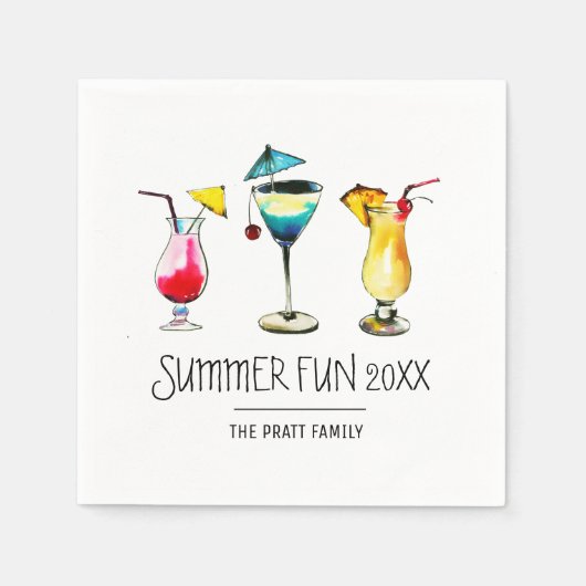 夏のパーティーカクテルドリンク スタンダードカクテルナプキン (正面)