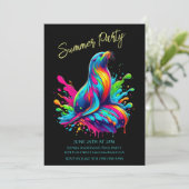 夏のパーティーカラフル – シーライオンスプラッシュ招待状 招待状 (スタンド正面)