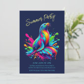 夏のパーティーカラフル – シーライオンスプラッシュ招待状 招待状 (スタンド正面)