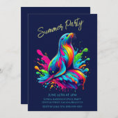 夏のパーティーカラフル – シーライオンスプラッシュ招待状 招待状 (正面/裏面)