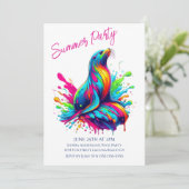 夏のパーティーカラフル – シーライオンスプラッシュ 招待状 (スタンド正面)