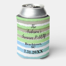 夏のパーティーグレーグリーンブルーウォーター色のストライプ 缶クーラー