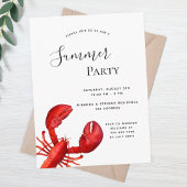 夏のパーティーシーフードレッドロブスター白の招待 ポストカード