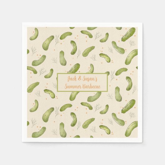夏のパーティーディル漬け模様紙ナプキン スタンダードカクテルナプキン (正面)