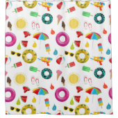 夏のパーティービーチおもしろいパターン シャワーカーテン (正面)