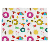 夏のパーティービーチプールおもしろいパターン ラージペーパーバッグ (正面)