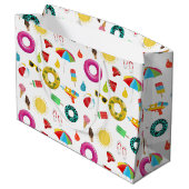 夏のパーティービーチプールおもしろいパターン ラージペーパーバッグ (裏面アングル)