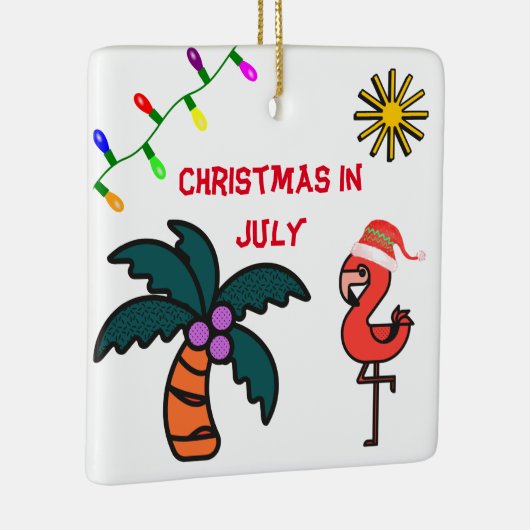 夏のパーティーフラミンゴ7月のクリスマス セラミックオーナメント (右)