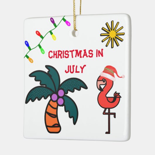 夏のパーティーフラミンゴ7月のクリスマス セラミックオーナメント (左)