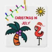 夏のパーティーフラミンゴ7月のクリスマス セラミックオーナメント (正面)