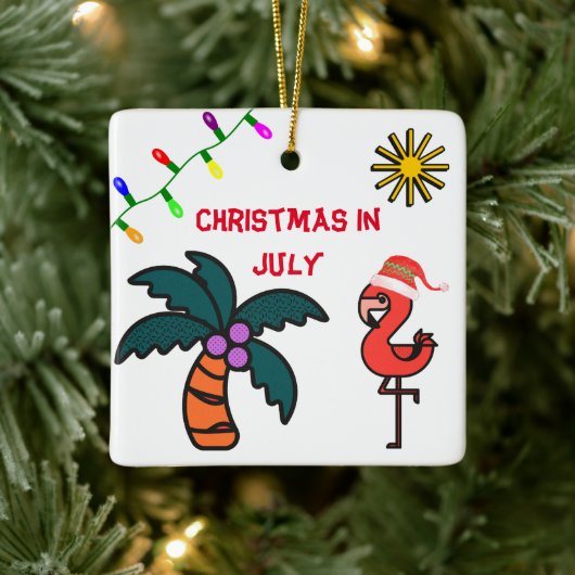 夏のパーティーフラミンゴ クリスマス イン ジュライ セラミックオーナメント (ツリー)