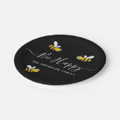 夏のパーティーブラックイエロービー幸せ(昆虫)マルハナバチ ペーパープレート (アングル)