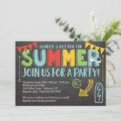 夏のパーティー招待状-学校が終わる 招待状 (スタンド正面)