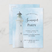 夏のパーティー沿岸ビーチ灯台への招待 ポストカード (正面/裏面)