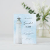 夏のパーティー沿岸ビーチ灯台への招待 ポストカード (スタンド正面)