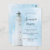 夏のパーティー沿岸ビーチ灯台への招待 ポストカード (正面/裏面)