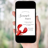夏のパーティー沿岸ビーチ赤ロブスター白 招待状