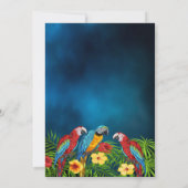 夏のパーティー熱帯ダークブルーの夜空のパロッツ 招待状 (裏面)