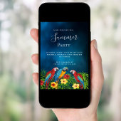 夏のパーティー熱帯ダークブルーの夜空のパロッツ 招待状