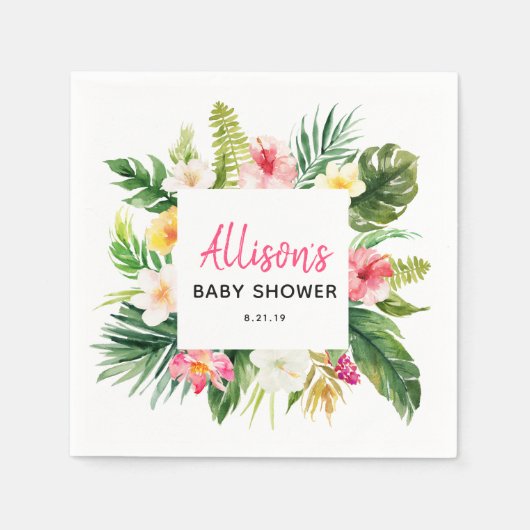 夏のパーティー熱帯ベビーシャワーペーパーナプキン スタンダードカクテルナプキン (正面)