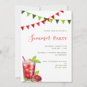 夏のパーティー赤い飲み物の屋外 招待状 (正面)