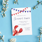 夏のパーティー赤ロブスタービーチ屋外 招待状