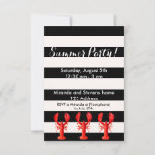 夏のパーティー赤ロブスター白黒 招待状 (正面)