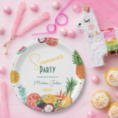 夏のパーティー黄色の熱帯果実の招待 ペーパープレート (パーティー)