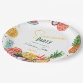 夏のパーティー黄色の熱帯果実の招待 ペーパープレート (アングル)