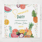 夏のパーティー黄色の熱帯果実の招待 リキュールボトルラベル (シングルラベル)