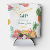 夏のパーティー黄色の熱帯果実の招待 缶クーラー (正面)