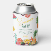 夏のパーティー黄色の熱帯果実の招待 缶クーラー (缶裏面)
