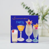 夏のパーティー カクテル ドリンク 青 黄 招待状 (スタンド正面)