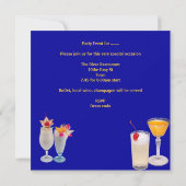 夏のパーティー カクテル ドリンク 青 黄 招待状 (裏面)