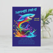 夏のパーティー-カラフルシャーク・スプラッシュ 招待状 (スタンド正面)