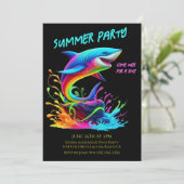 夏のパーティー-カラフルシャーク・スプラッシュ 招待状 (スタンド正面)