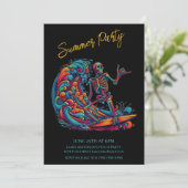 夏のパーティー-カラフルスケルトンサーファー招待状 招待状 (スタンド正面)