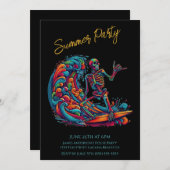 夏のパーティー-カラフルスケルトンサーファー招待状 招待状 (正面/裏面)