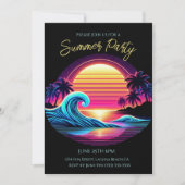 夏のパーティー – サンセットサーフグロー 招待状 (正面)